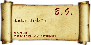 Badar Irén névjegykártya